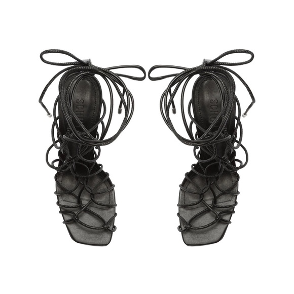 NWOB SCHUTZ Heyde Black Lace-Up Heel Sandals Size 8.5 B (runs small), Height 4” - Picture 4 of 7
